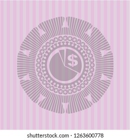chart icon inside vintage pink emblem