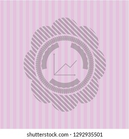chart icon inside vintage pink emblem