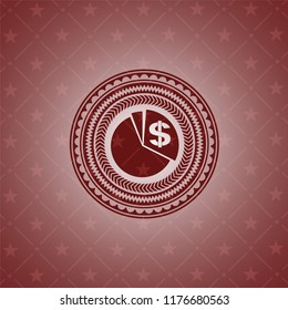 chart icon inside vintage red emblem