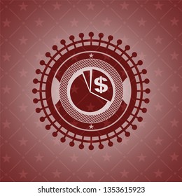 chart icon inside vintage red emblem