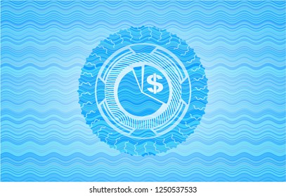 chart icon inside water badge background.