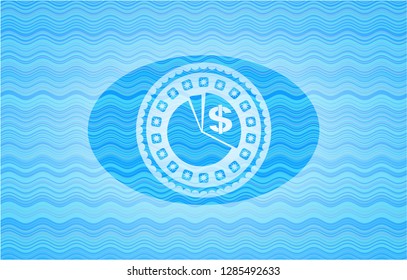 chart icon inside water badge background.