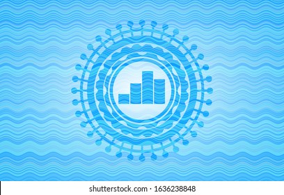 chart icon inside water badge background.