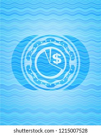 chart icon inside water concept emblem.