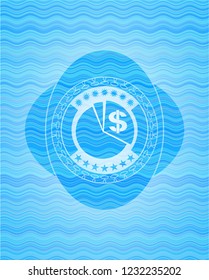 chart icon inside water concept emblem.