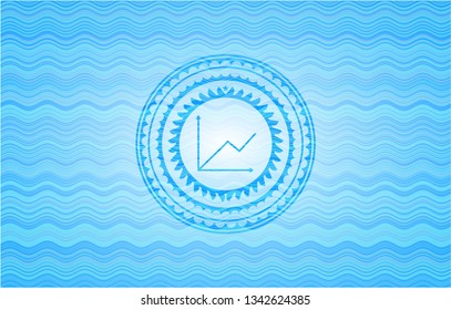 chart icon inside water concept emblem.