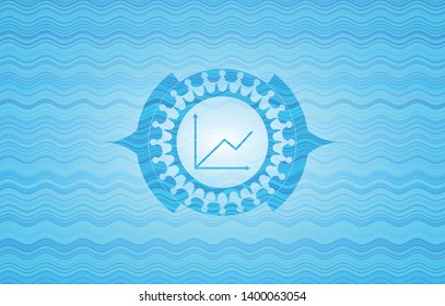 chart icon inside water style emblem.