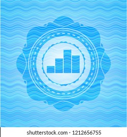 chart icon inside water wave representation badge.