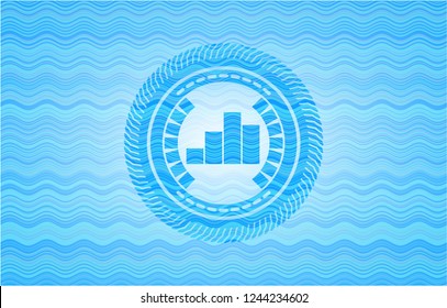 chart icon inside water wave concept style emblem.