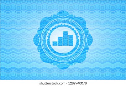 chart icon inside water wave emblem.
