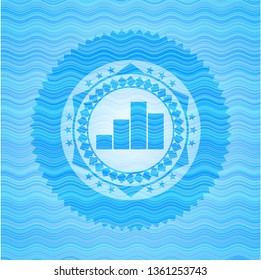 chart icon inside water wave badge.