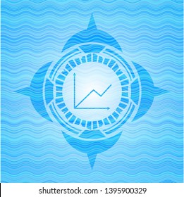 chart icon inside water wave representation emblem.