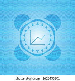 chart icon inside water wave concept emblem background.
