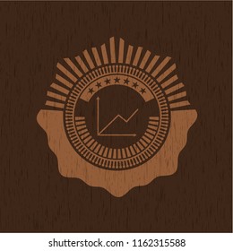chart icon inside wood emblem. Retro