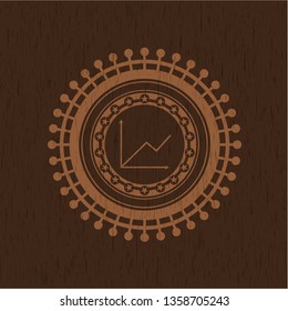 chart icon inside wooden emblem. Retro