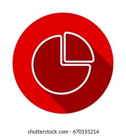 Chart icon isolated on red background with long shadow. flat icon