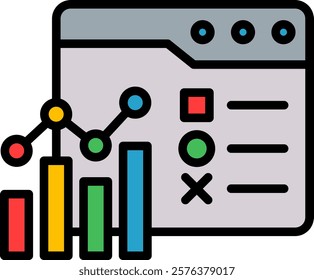 Chart Icon Lineal Color Vector Illustration