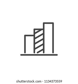 Chart icon in linear style. Infographic element or label for presentation, business report, progress diagram. UI pictograph. Vector illustration isolated on white background