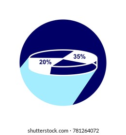 Chart icon with long shadow. Vector Illustration isolated for graphic and web design.
