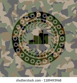 chart icon on camouflage pattern