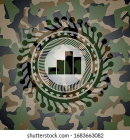 chart icon on camouflage pattern