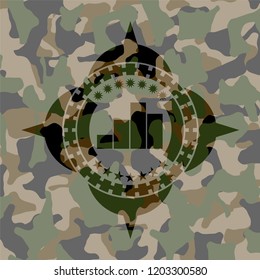 chart icon on camouflage texture