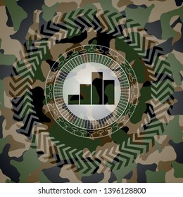 chart icon on camouflaged pattern