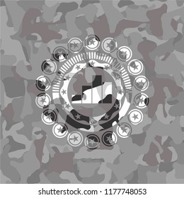chart icon on grey camouflage texture