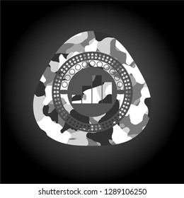 chart icon on grey camouflage pattern
