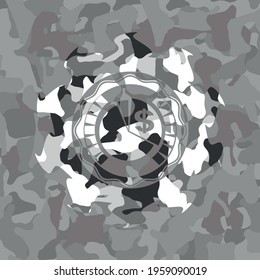 chart icon on grey camouflage texture. 