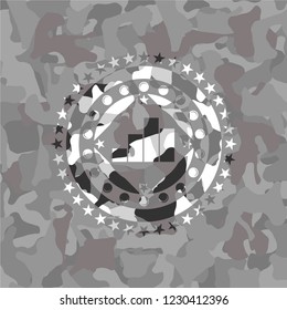 chart icon on grey camouflaged pattern