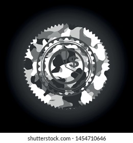 chart icon on grey camouflaged pattern