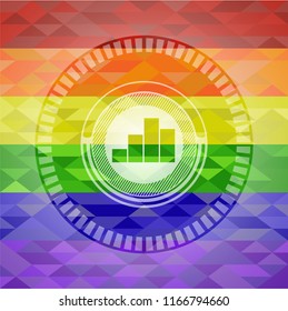 chart icon on mosaic background with the colors of the LGBT flag