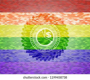 chart icon on mosaic background with the colors of the LGBT flag