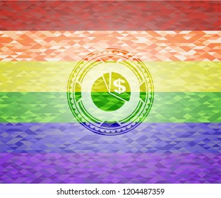 chart icon on mosaic background with the colors of the LGBT flag