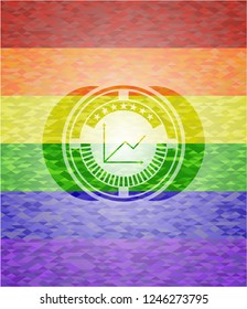 chart icon on mosaic background with the colors of the LGBT flag