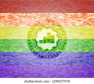chart icon on mosaic background with the colors of the LGBT flag