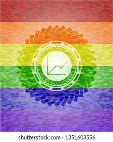 chart icon on mosaic background with the colors of the LGBT flag