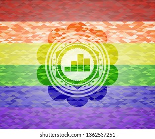 chart icon on mosaic background with the colors of the LGBT flag