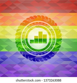 chart icon on mosaic background with the colors of the LGBT flag