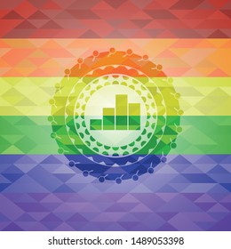 chart icon on mosaic background with the colors of the LGBT flag
