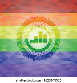 chart icon on mosaic background with the colors of the LGBT flag