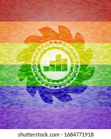 chart icon on mosaic background with the colors of the LGBT flag