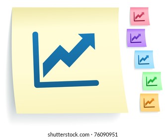 Chart Icon on Post It Note Paper Collection Original Illustration