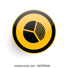 Chart icon on yellow button background,clean vector