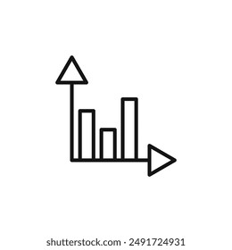 Chart icon outline collection in black and on white background