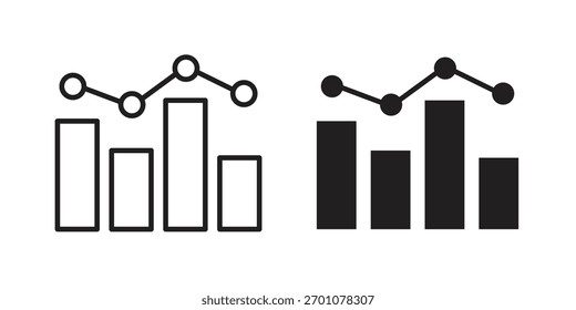 Chart icon outline concept symbol with editable stroke on white