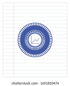 chart icon pen effect. Blue ink. Vector Illustration. Detailed.