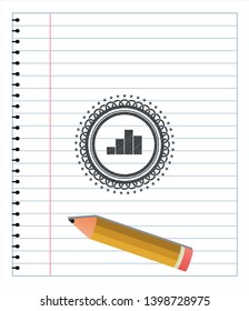 chart icon pencil strokes emblem. Vector Illustration. Detailed.