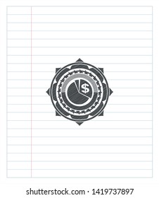 chart icon pencil strokes emblem. Vector Illustration. Detailed.